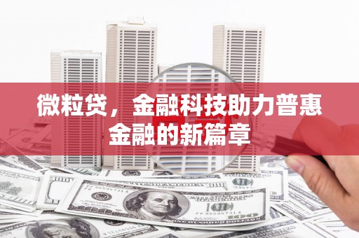从化微粒贷，金融科技助力普惠金融的新篇章