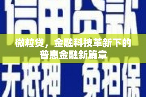 从化微粒贷，金融科技革新下的普惠金融新篇章