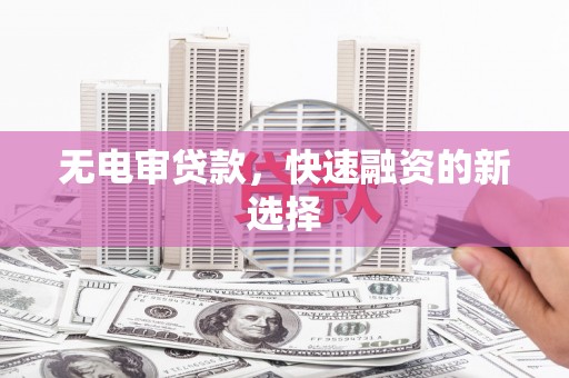 从化无电审贷款，快速融资的新选择