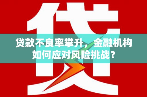 从化贷款不良率攀升，金融机构如何应对风险挑战？