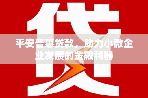 从化平安普惠贷款，助力小微企业发展的金融利器
