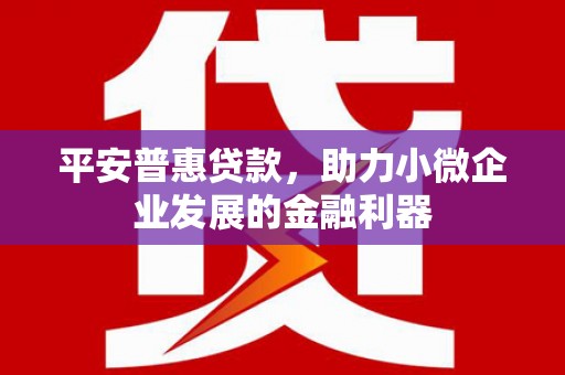 从化平安普惠贷款，助力小微企业发展的金融利器