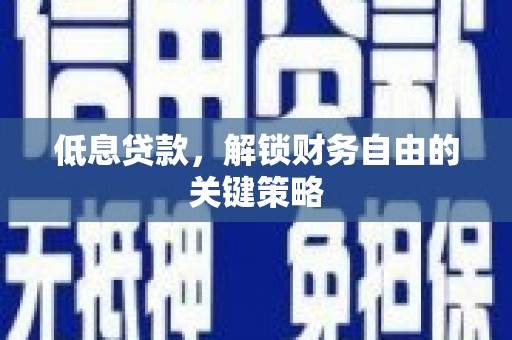 从化低息贷款，解锁财务自由的关键策略