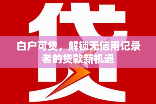 从化白户可贷，解锁无信用记录者的贷款新机遇