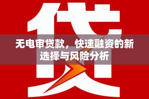 从化无电审贷款，快速融资的新选择与风险分析