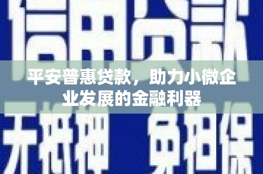 从化平安普惠贷款，助力小微企业发展的金融利器