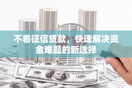 从化不看征信贷款，快速解决资金难题的新选择