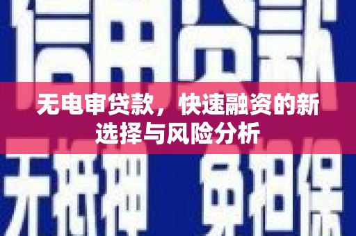 从化无电审贷款，快速融资的新选择与风险分析