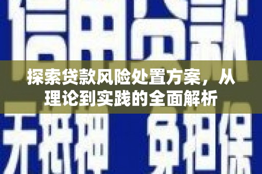 从化探索贷款风险处置方案，从理论到实践的全面解析