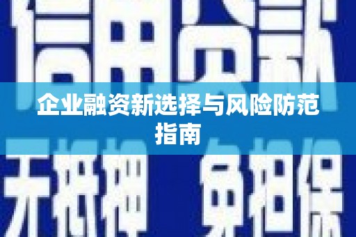 从化企业融资新选择与风险防范指南
